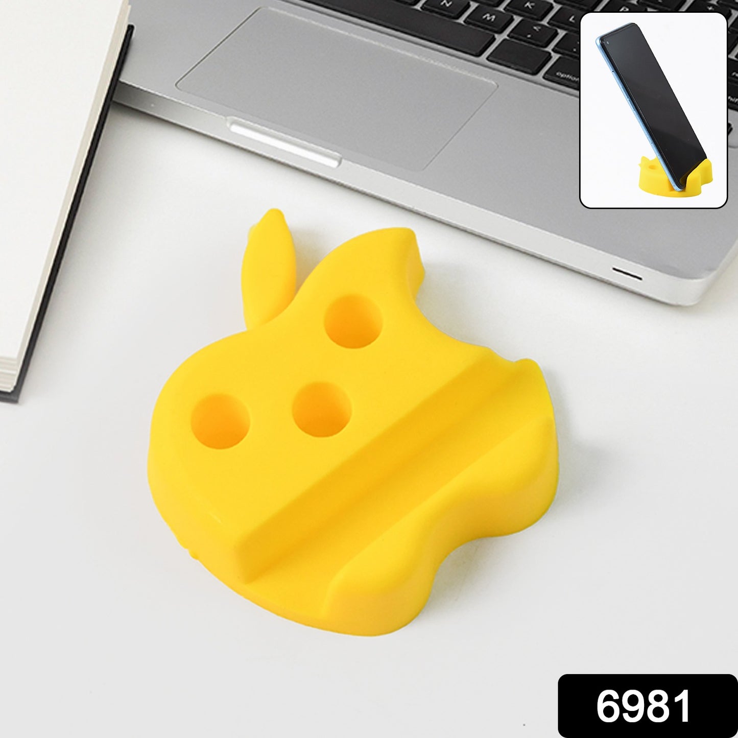 Multi-functional Apple-shaped Plastic Mobile Stand With Pen Holder (1 Pc Mix Color)