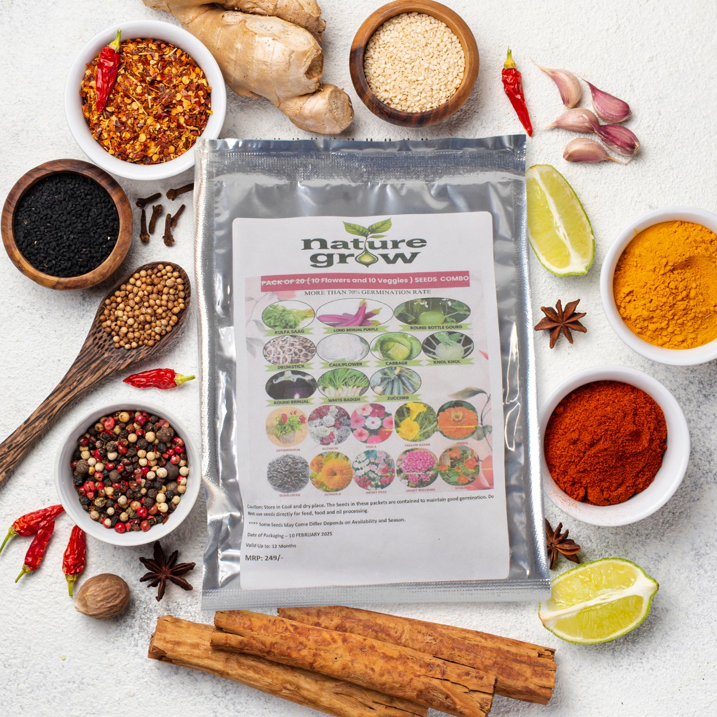20 Varieties Of Vegetable Flower Seeds Combo (1 Pkt. 20 Varieties)
