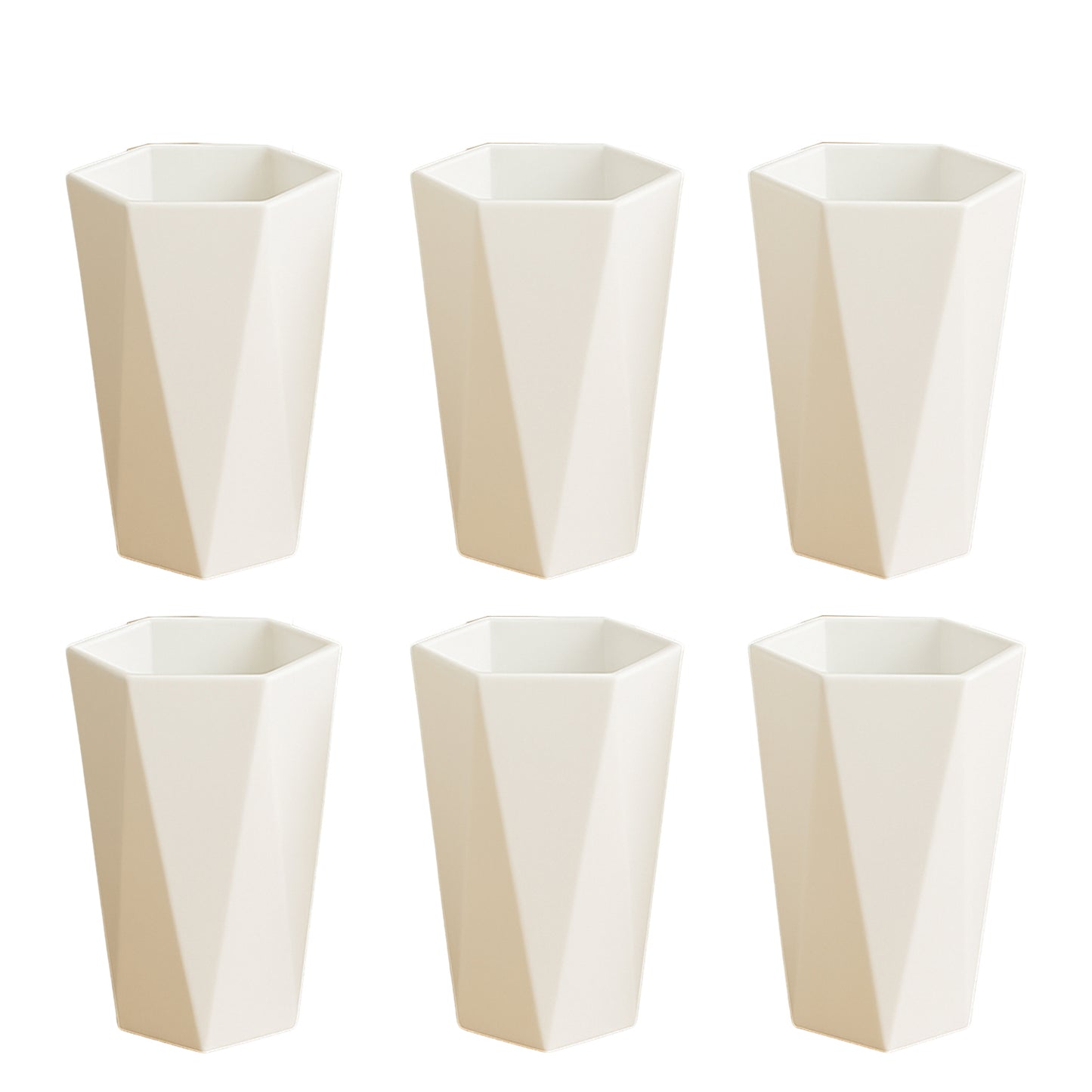 Hexagon Shape Plastic Drinking Glass Set (6 Pc)